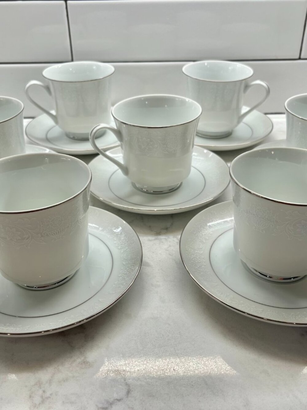 (7) Crown Victoria Fine China Cup & Saucer Set +(5) Additional Saucers, LOVELACE